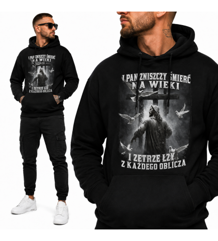 Bluza Chrześcijańska z kapturem Pan zniszczy śmierć